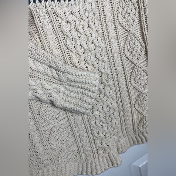 LL Bean Signature Fisherman Tunic Sweater Womens XS Chunky Cable Knit Stripes - Picture 6 of 11